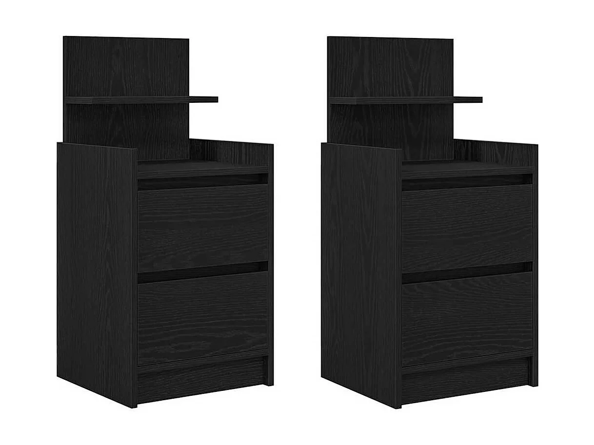 Nachttische mit 2 Schubladen 2 Stk. Schwarz 38x34x80 cm SHL30644