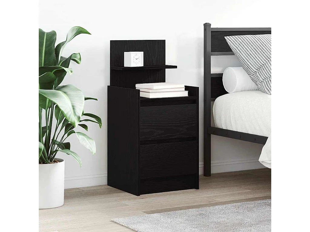 Nachttische mit 2 Schubladen 2 Stk. Schwarz 38x34x80 cm SHL30644
