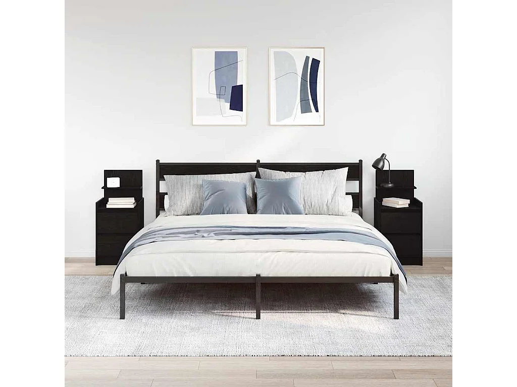 Nachttische mit 2 Schubladen 2 Stk. Schwarz 38x34x80 cm SHL30644