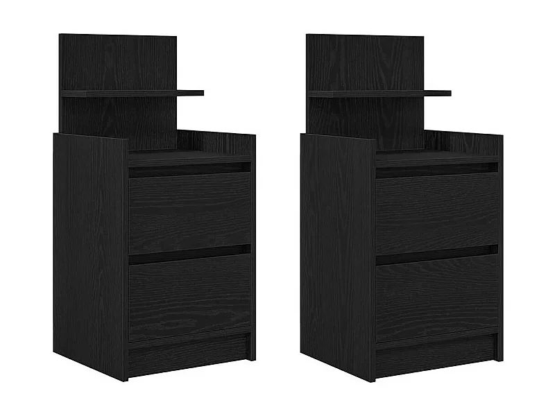 Nachttische mit 2 Schubladen 2 Stk. Schwarz 38x34x80 cm SHL30644
