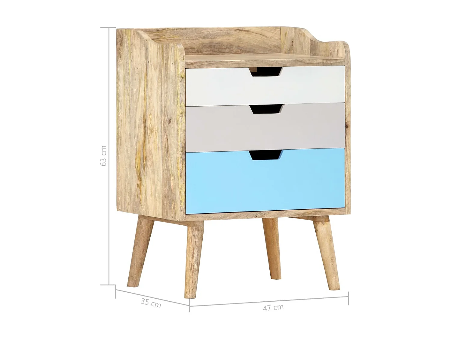 Mesita de noche | Mesilla de noche de madera maciza de mango 47x35x63 cm