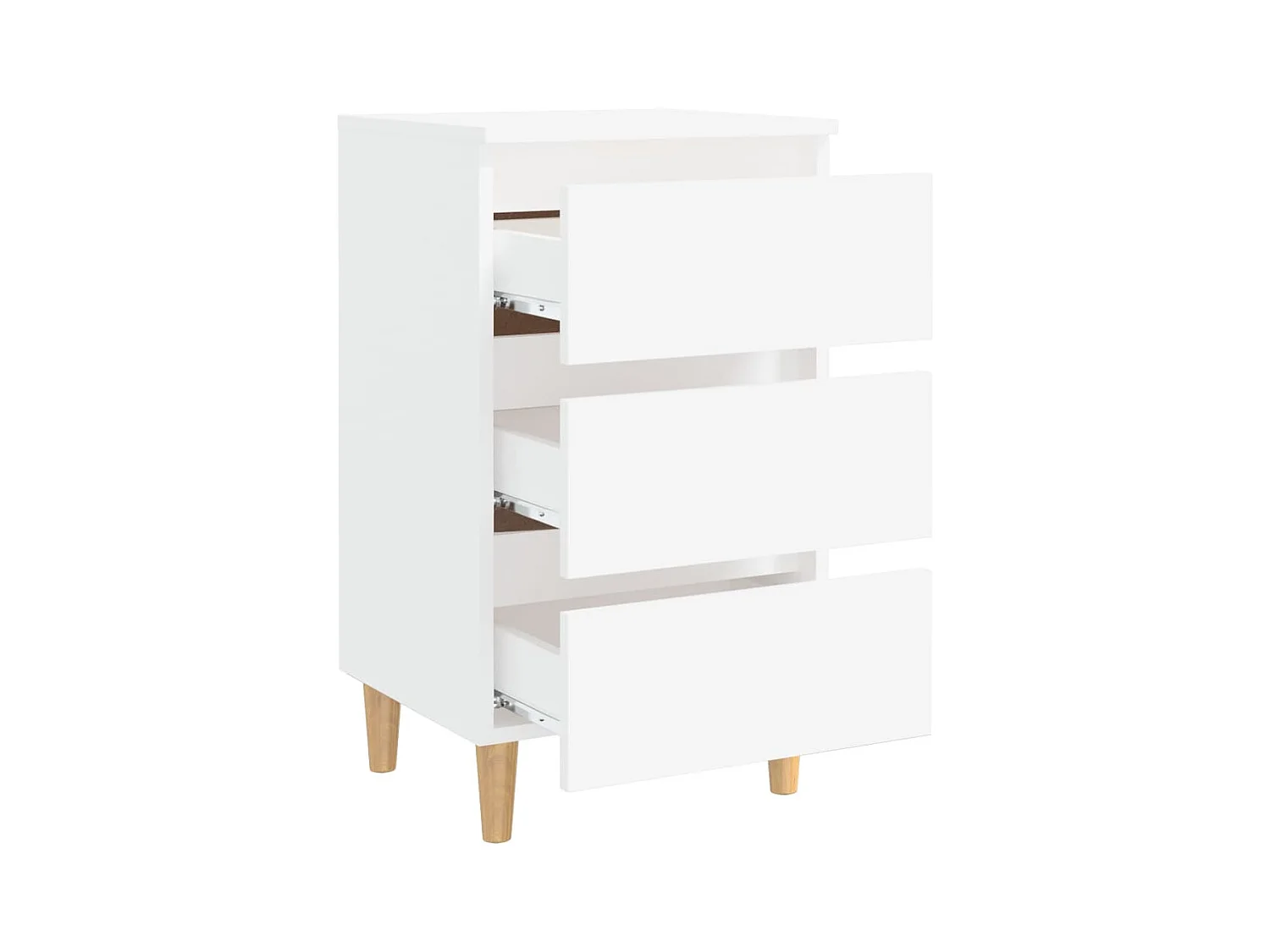 Mesita de noche | Mesilla de noche con patas de madera maciza blanca 40x35x69 cm