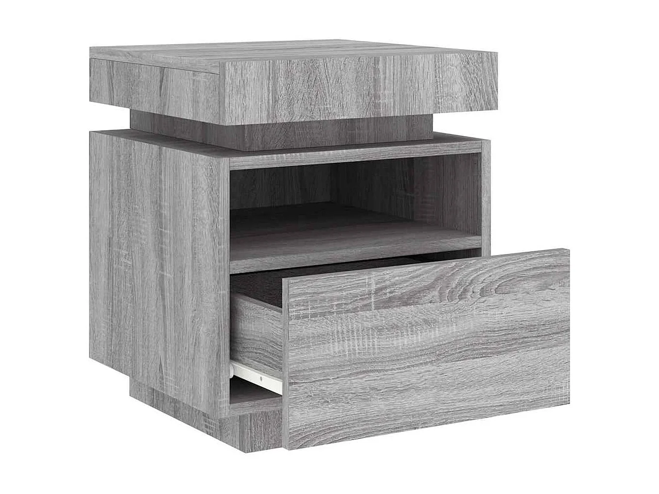 Mesita de noche | Mesilla de noche con luces LED gris Sonoma 40x39x48,5 cm