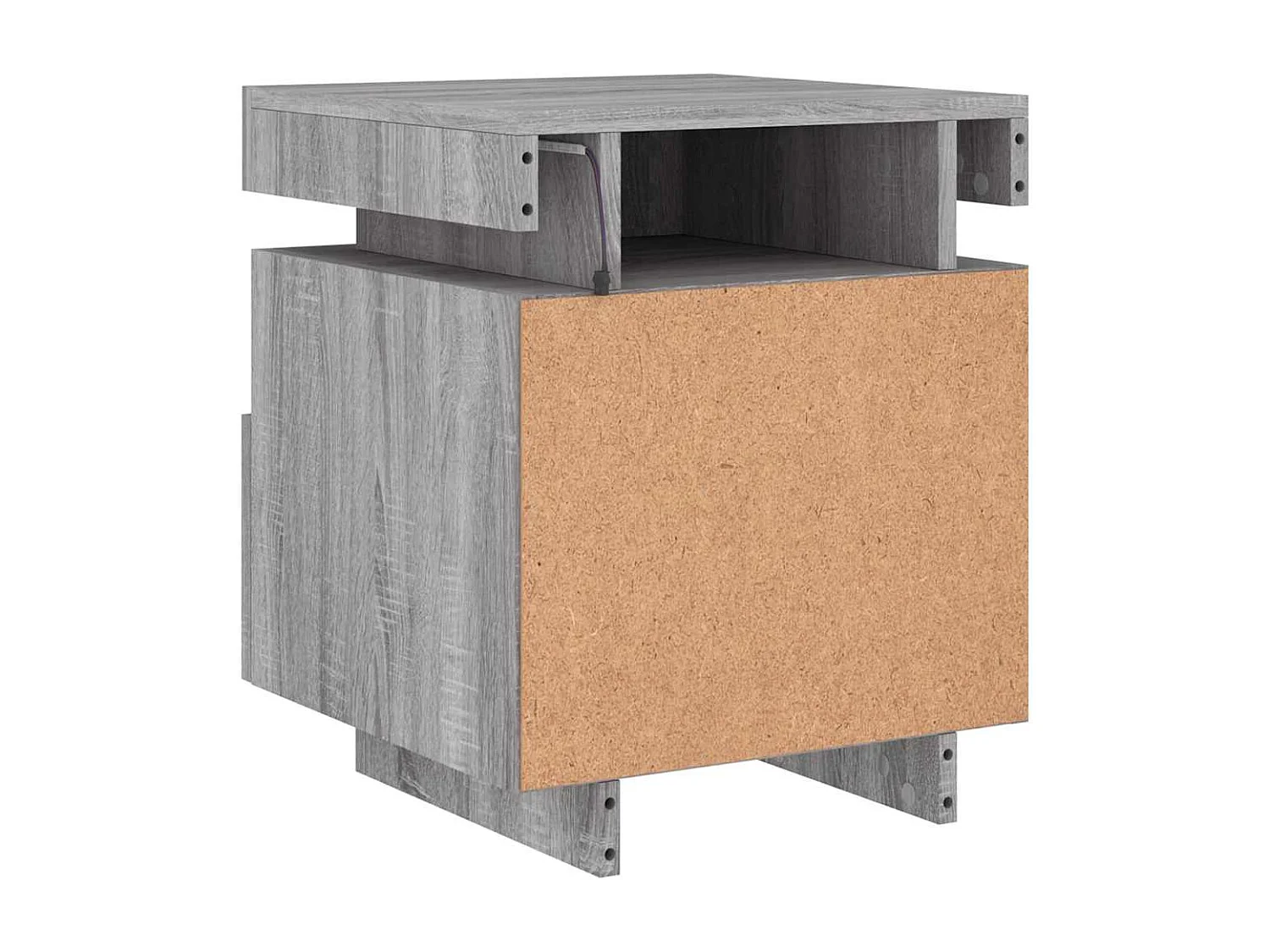 Nachttisch-Beistelltisch-Nachtschrank mit LED-Leuchten Grau Sonoma 40x39x48,5 cm SHL868