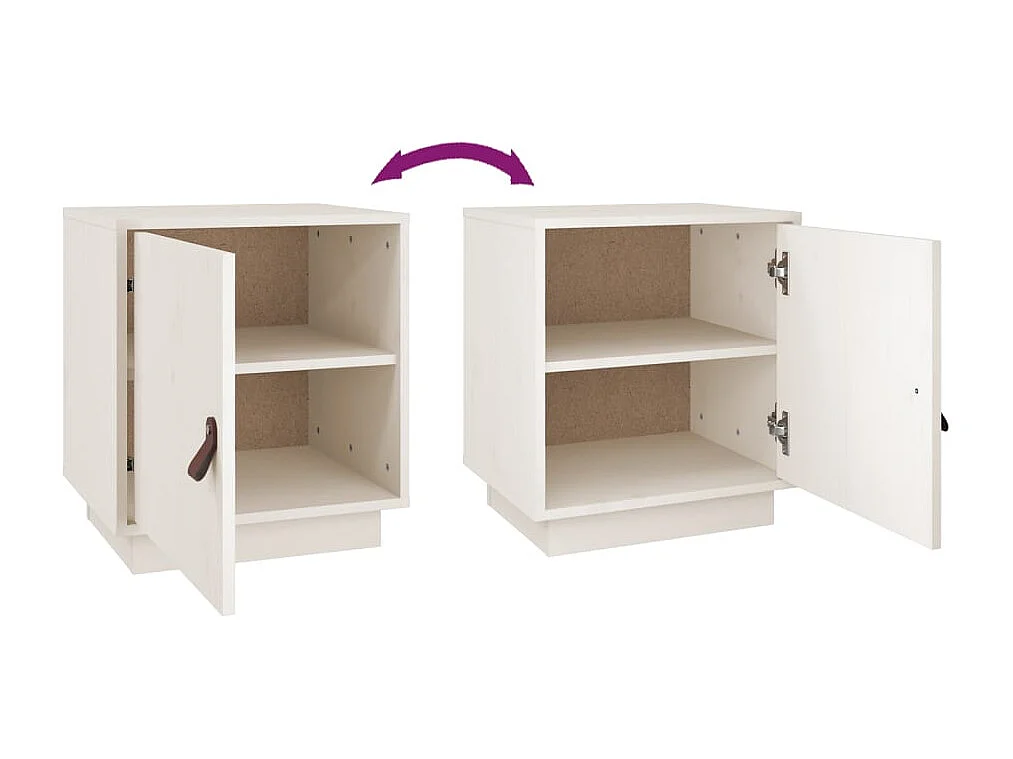 Mesita de noche | Mesilla de noche madera maciza de pino blanca 40x34x45 cm