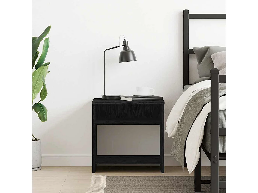 Mesilla de noche | Mesita de noche roble negro 40x30x40 cm madera de ingeniería