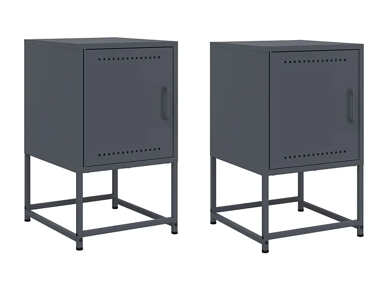 Mesitas de noche | Mesilla de noche 2 unidades acero gris antracita 36x39x60,5 cm