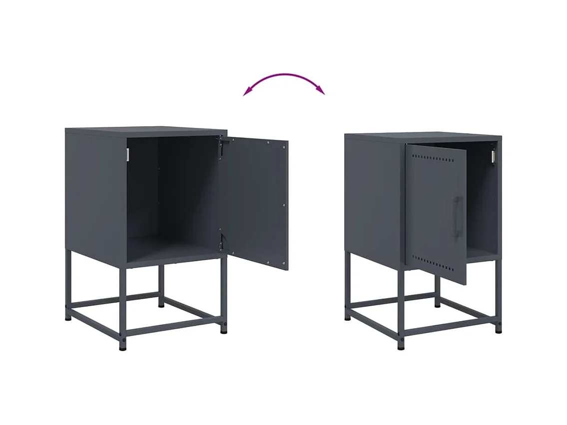 Tables de chevet lot de 2 avec tiroirs anthracite 36x39x60,5 cm acier