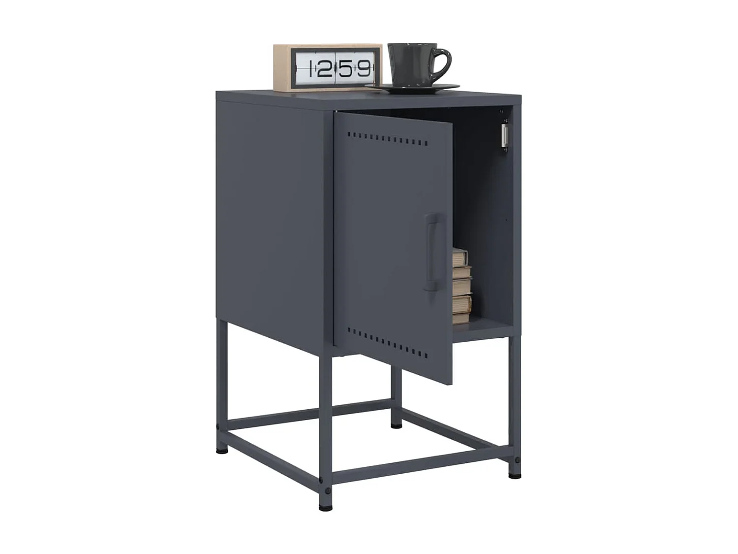 Nachttisch 2er Set-Beistelltisch-Nachttischkommode Anthrazit 36x39x60,5 cm Stahl SHL99312