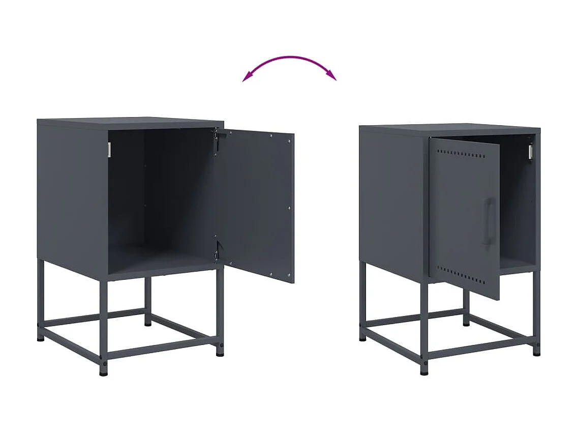 Nachttisch 2er Set-Beistelltisch-Nachttischkommode Anthrazit 36x39x60,5 cm Stahl SHL99312