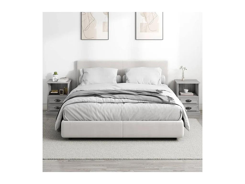 Mesitas de noche | Mesilla de noche 2 unidades gris Sonoma 43x36x60 cm