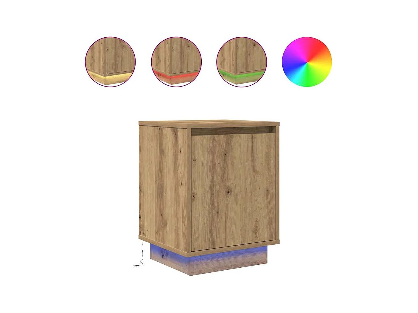 Mesitas de noche | Mesilla de noche con luces LED 2 uds roble artisan 38x34x50 cm