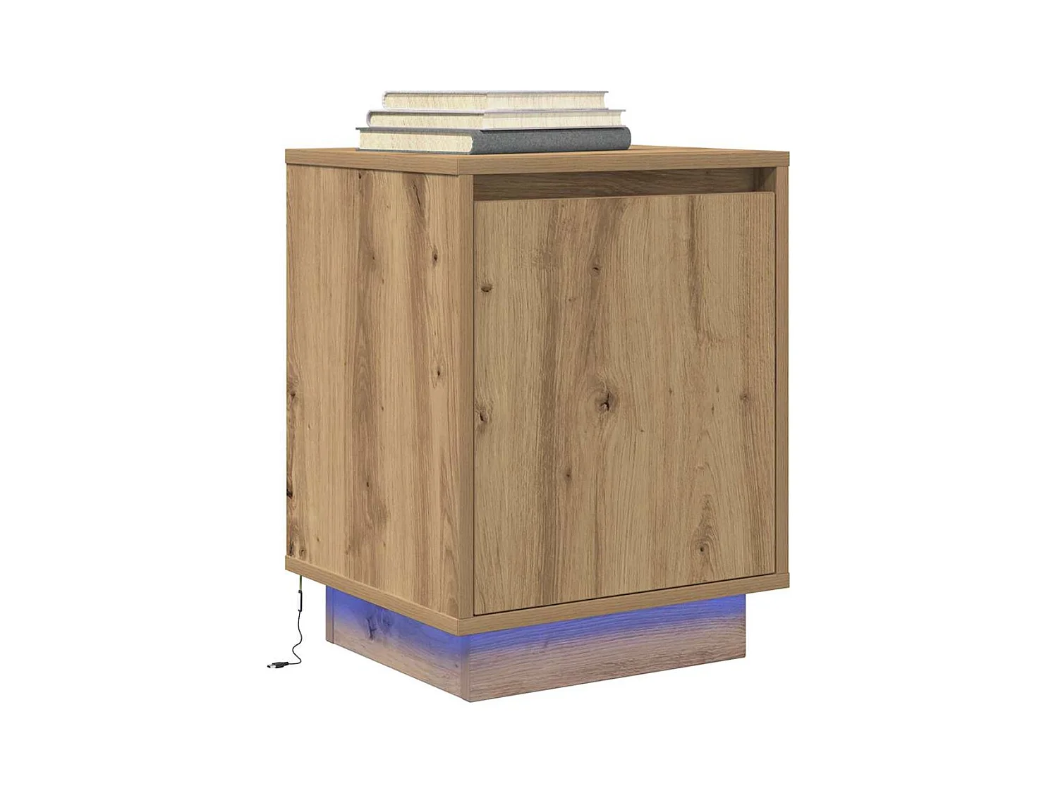 Mesitas de noche | Mesilla de noche con luces LED 2 uds roble artisan 38x34x50 cm