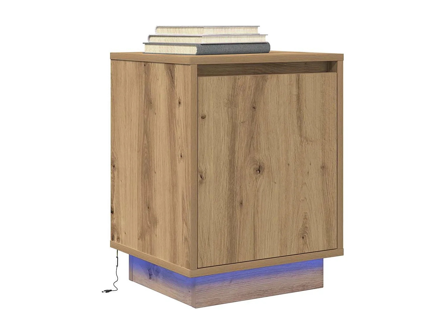 Nachttische mit LED-Leuchten 2er Set | Beistelltisch Artisan-Eiche 38x34x50 cm SHL30451