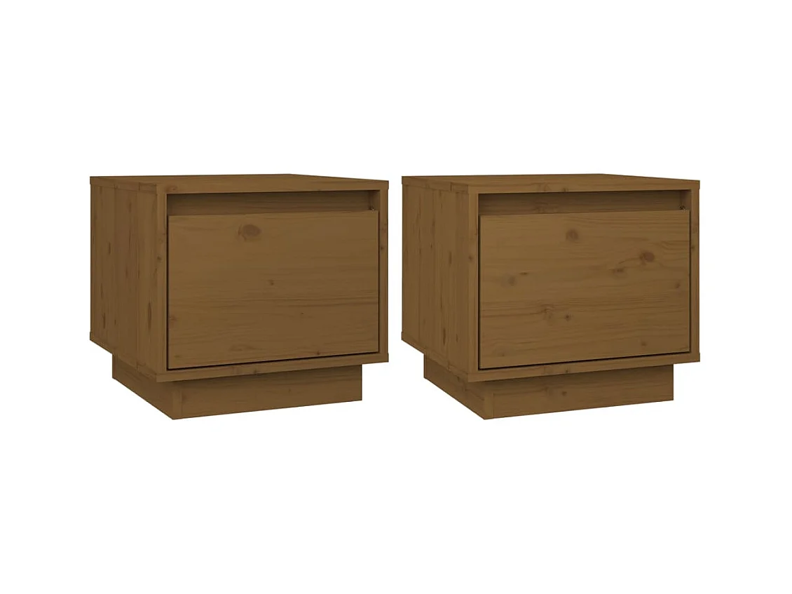 Mesitas de noche | Mesilla de noche 2 uds madera de pino marrón miel 35x34x32 cm