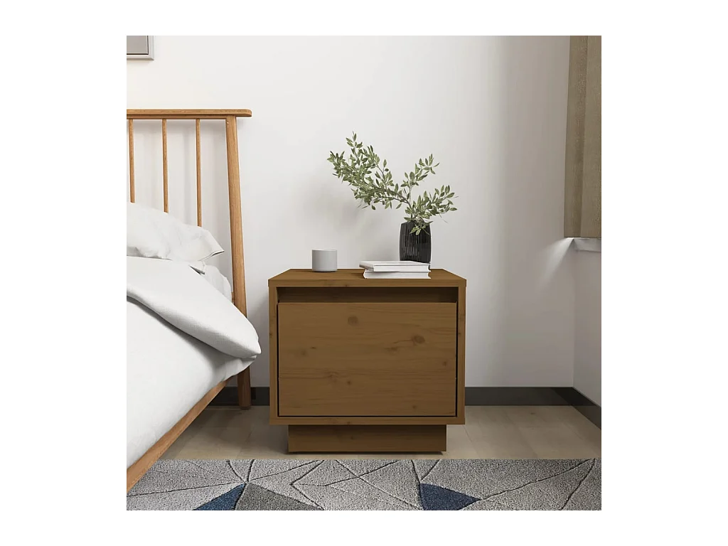 Mesitas de noche | Mesilla de noche 2 uds madera de pino marrón miel 35x34x32 cm