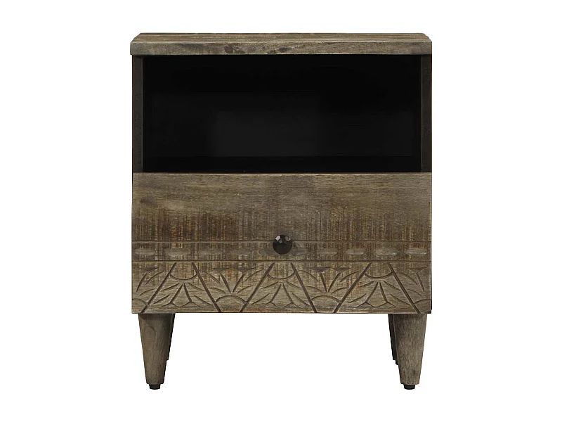 Mesita de noche | Mesilla de noche de madera maciza de mango gris claro 40x33x46cm