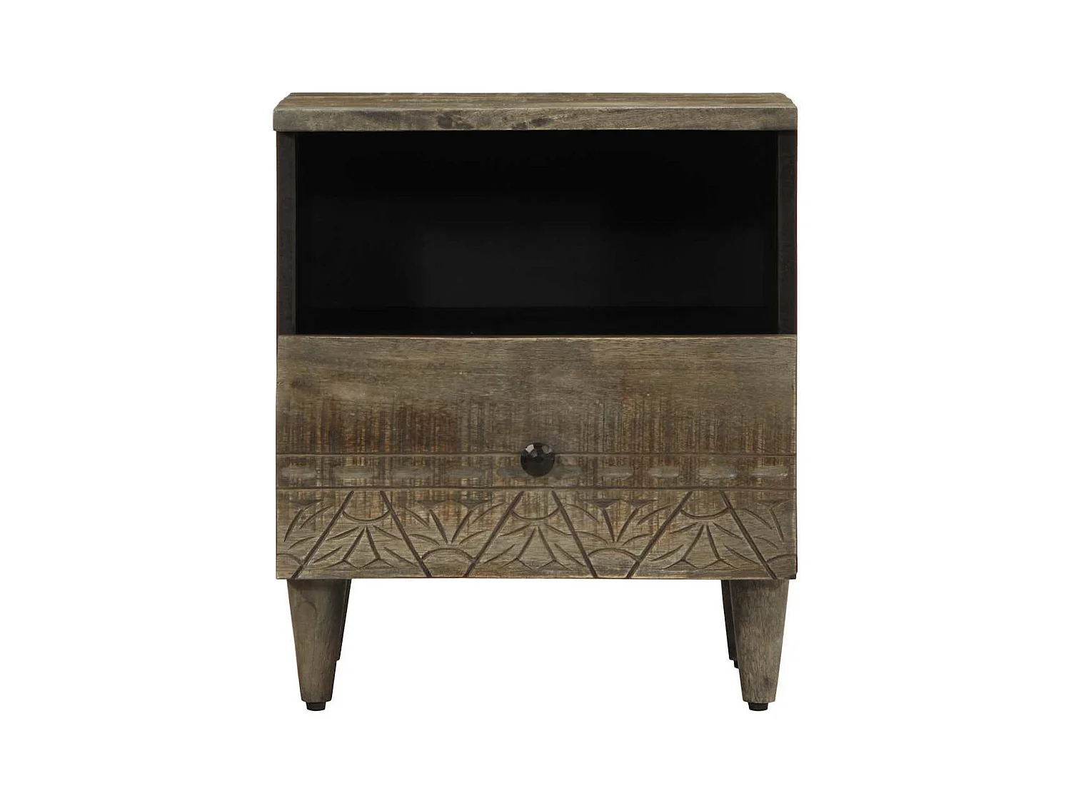 Mesita de noche | Mesilla de noche de madera maciza de mango gris claro 40x33x46cm