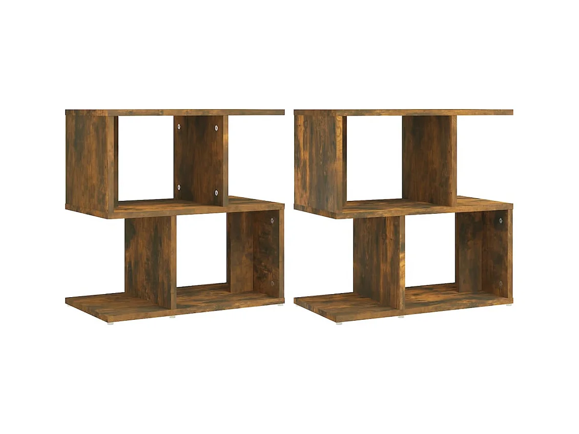 Mesitas de noche | Mesilla de noche 2 uds contrachapada roble ahumado 50x30x51,5cm
