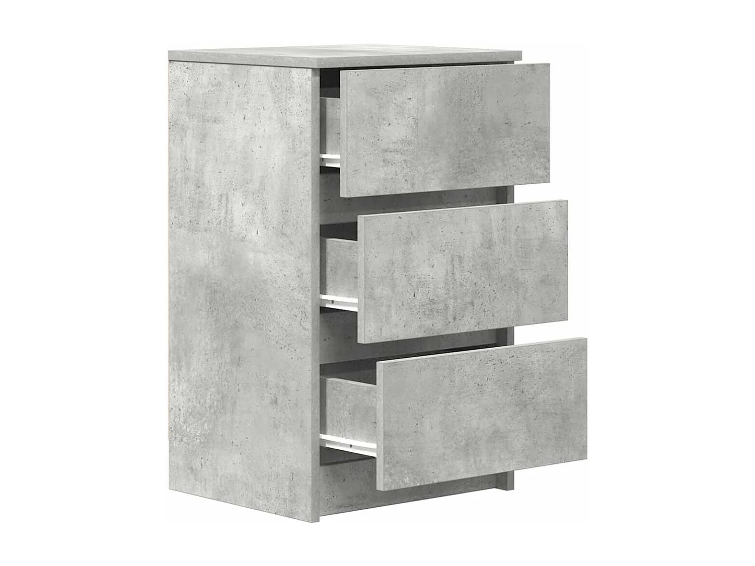 Pack 2 uds Mesilla de noche | Mesitas de noche con 3 cajones gris hormigón 39x35x65 cm