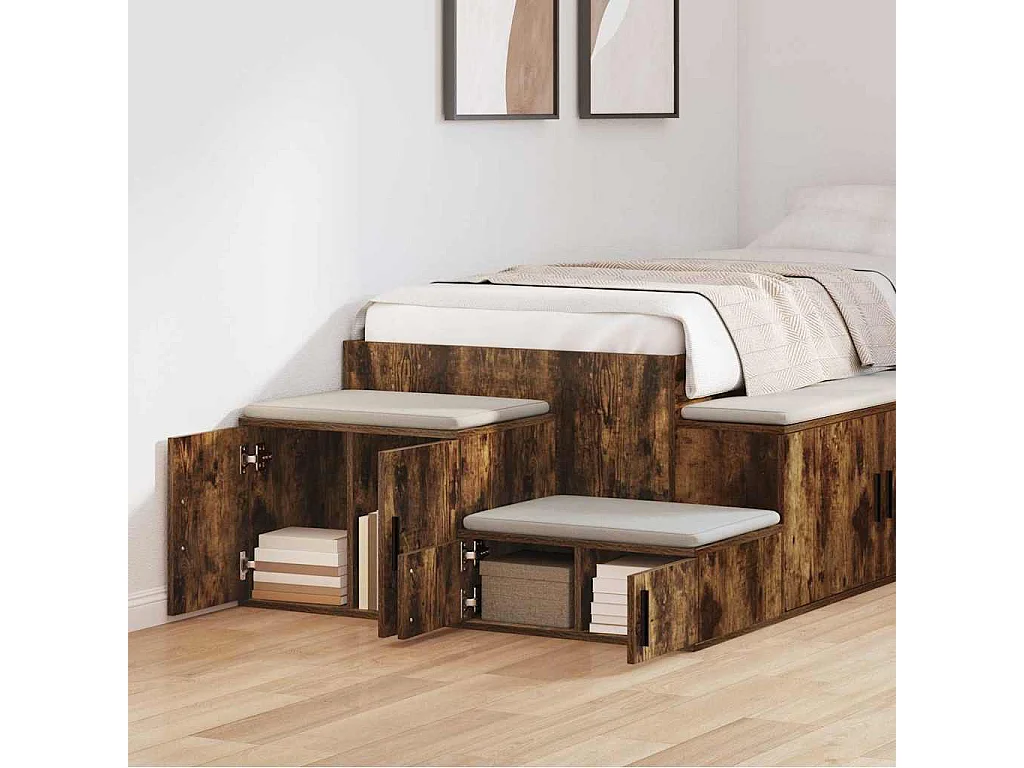 Armadio 2 pcs Rovere fumé 108x41x40 cm Legno multistrato SHL3573