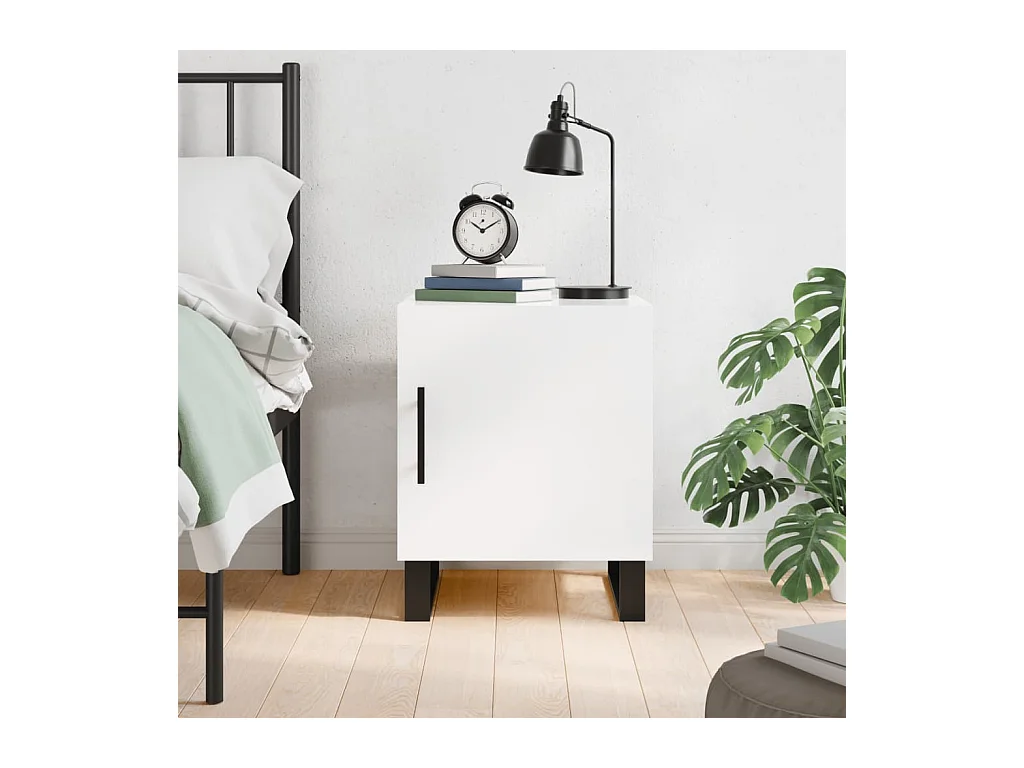 Table de chevet-Table d'appoint-Table de nuit blanc brillant 40x40x50 cm bois d’ingénierie