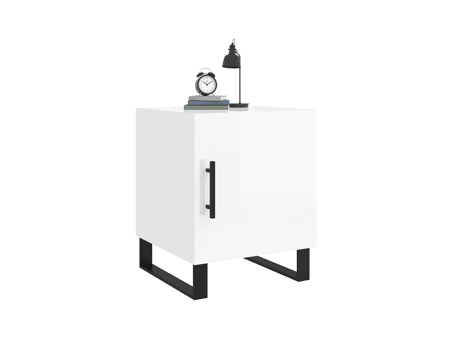 Mesita de noche | Mesilla de noche madera de ingeniería blanco brillo 40x40x50 cm