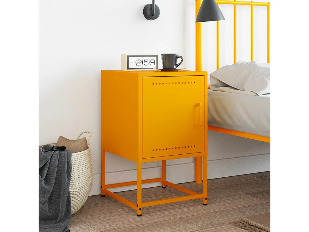 Nachttisch-Beistelltisch-Nachtschrank Senfgelb 36x39x60,5 cm Stahl SHL94900