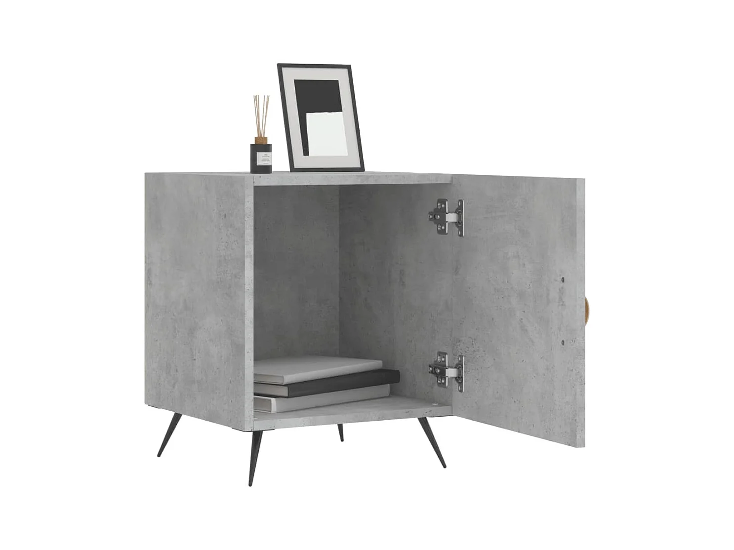 Mesa de Cabeceira Moderna 2 peças 40x40x50 cm derivados madeira cinza cimento