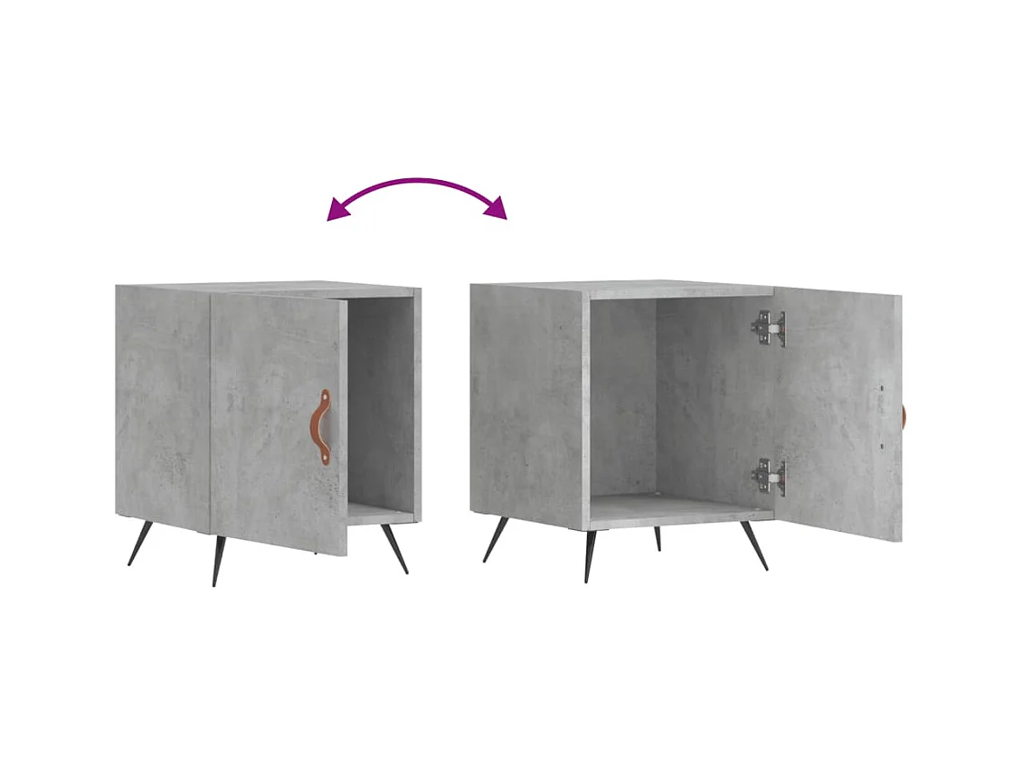 Mesa de Cabeceira Moderna 2 peças 40x40x50 cm derivados madeira cinza cimento