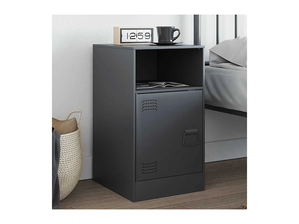 Mesita de noche | Mesilla de noche acero gris antracita 34,5x39x62 cm
