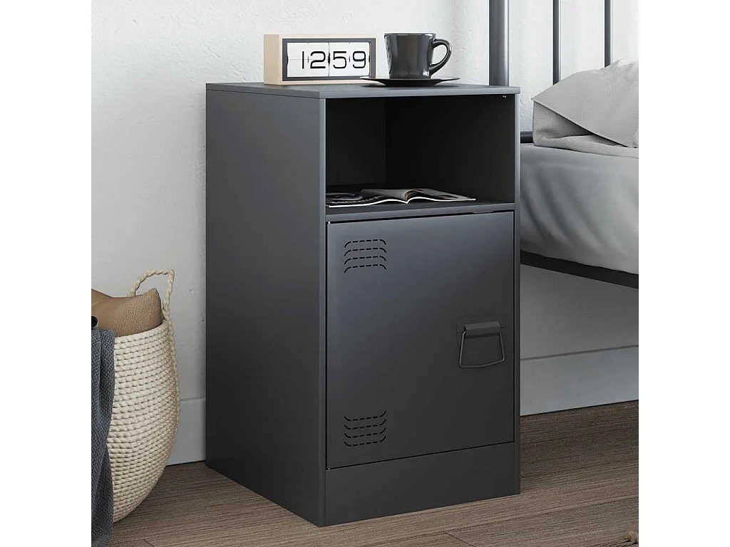 Nachttisch-Beistelltisch-Nachtschrank Anthrazit 34,5x39x62 cm Stahl SHL82781