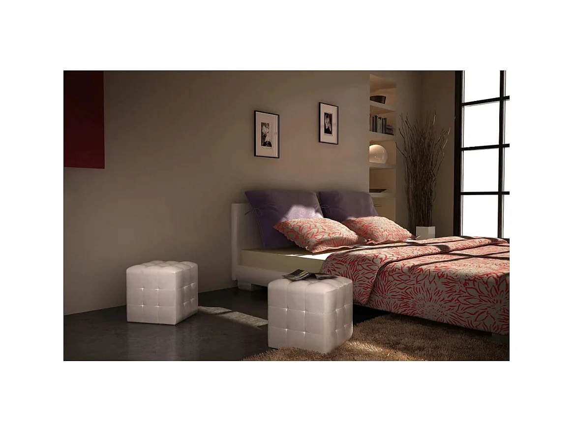 Taburete | Reposapiéss cubo blancos