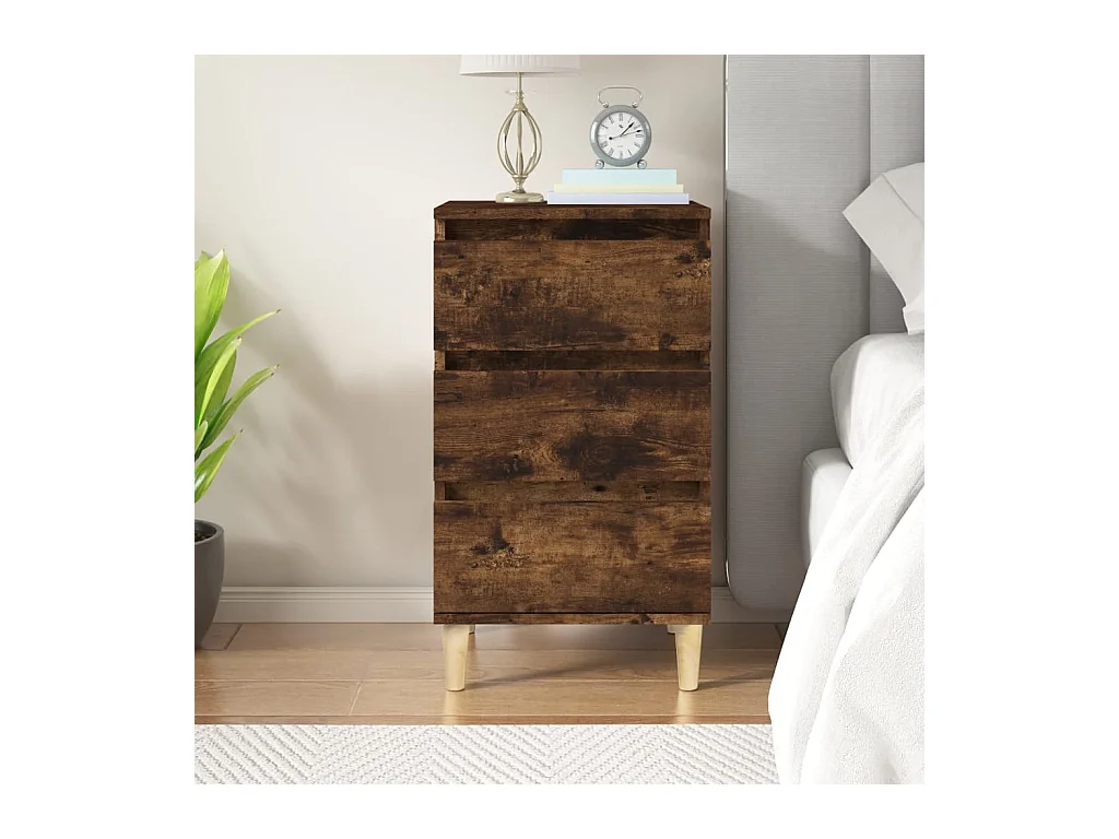 Mesita de noche | Mesilla de noche madera contrachapada roble ahumado 40x35x70 cm