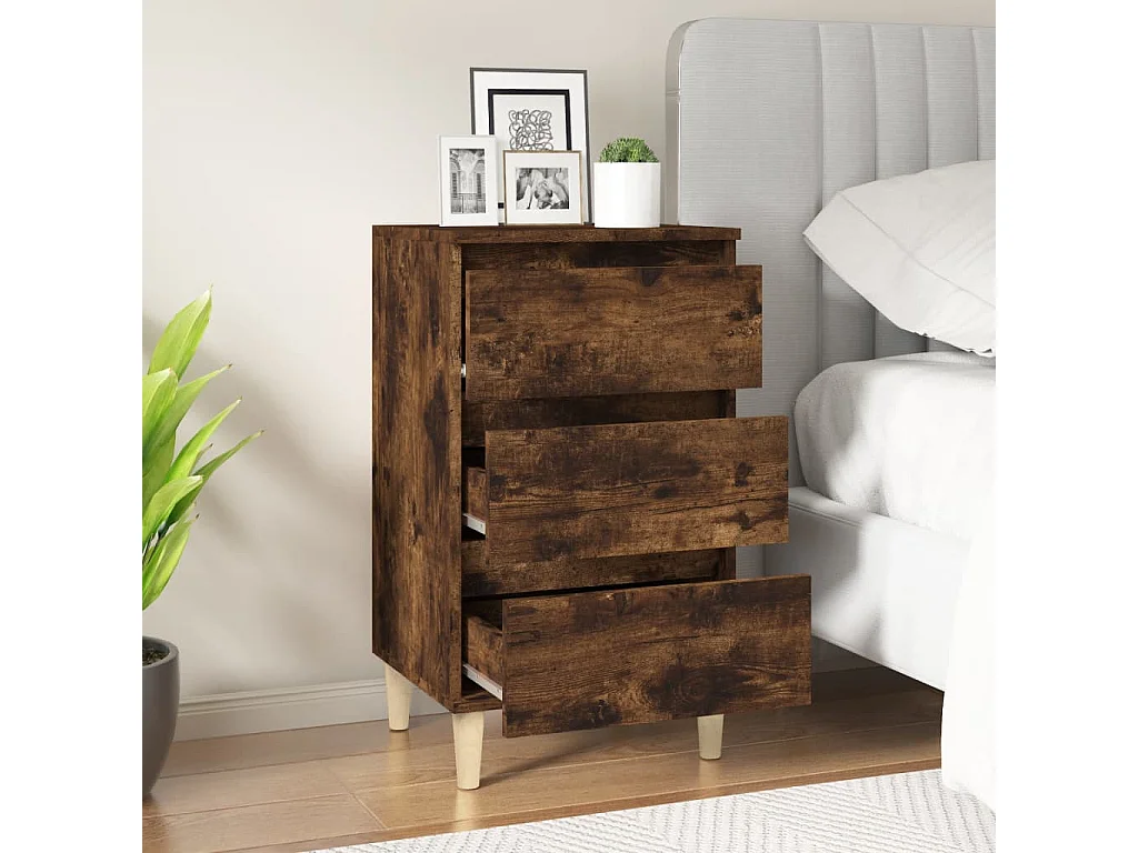 Nachttisch-Beistelltisch Räuchereiche 40x35x70 cm Holzwerkstoff SHL91179