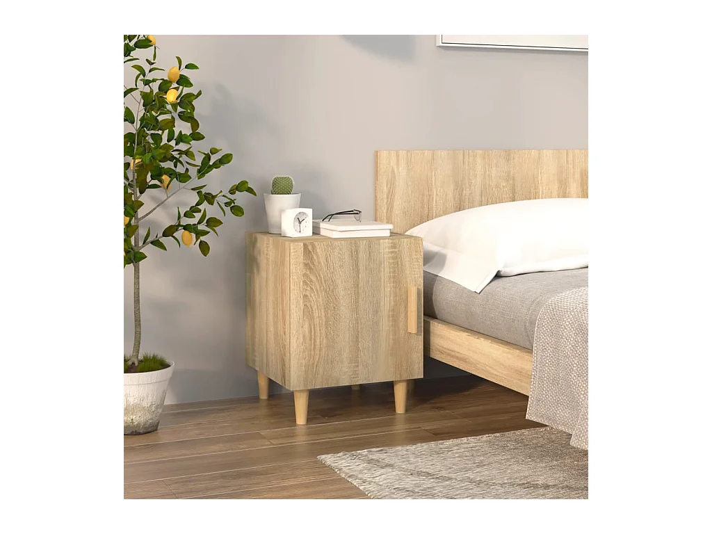 Mesita de noche | Mesilla de noche madera contrachapada color roble Sonoma