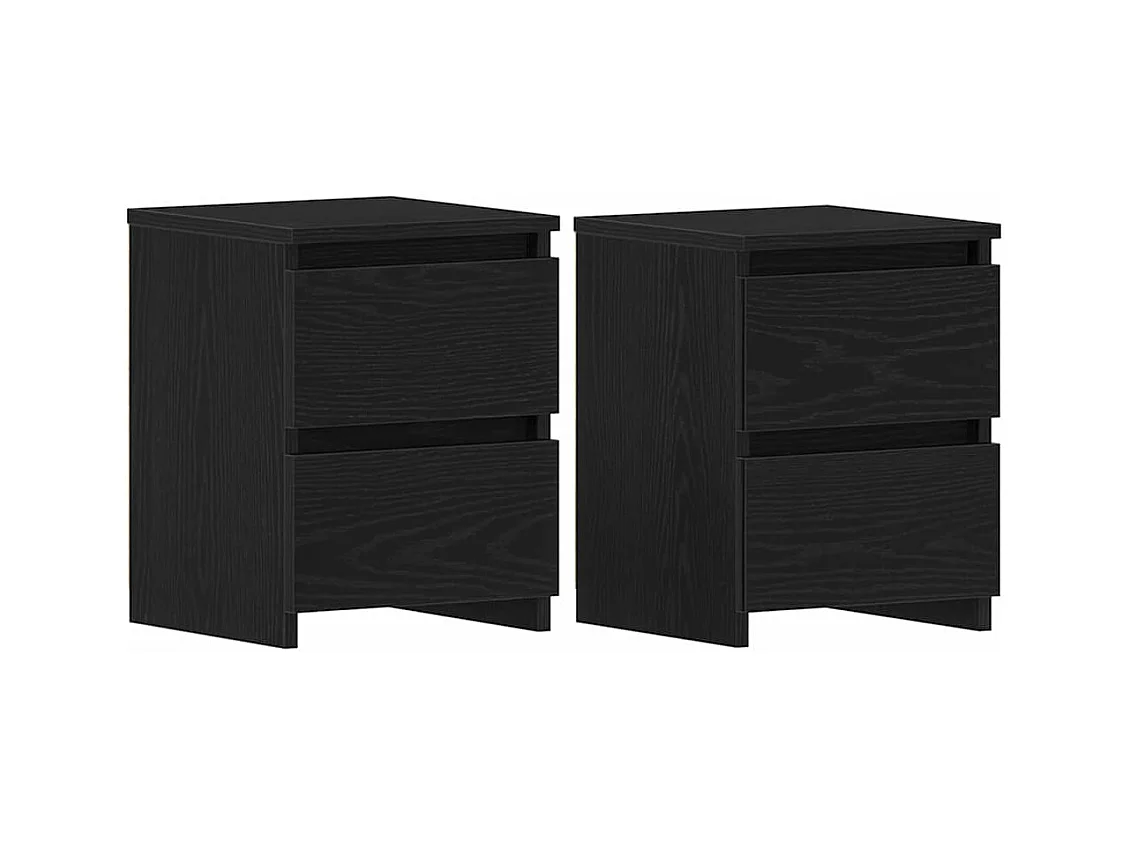 Mesita de Noche | Armario de Noche 2 uds con cajón Roble negro 30x30x40 cm