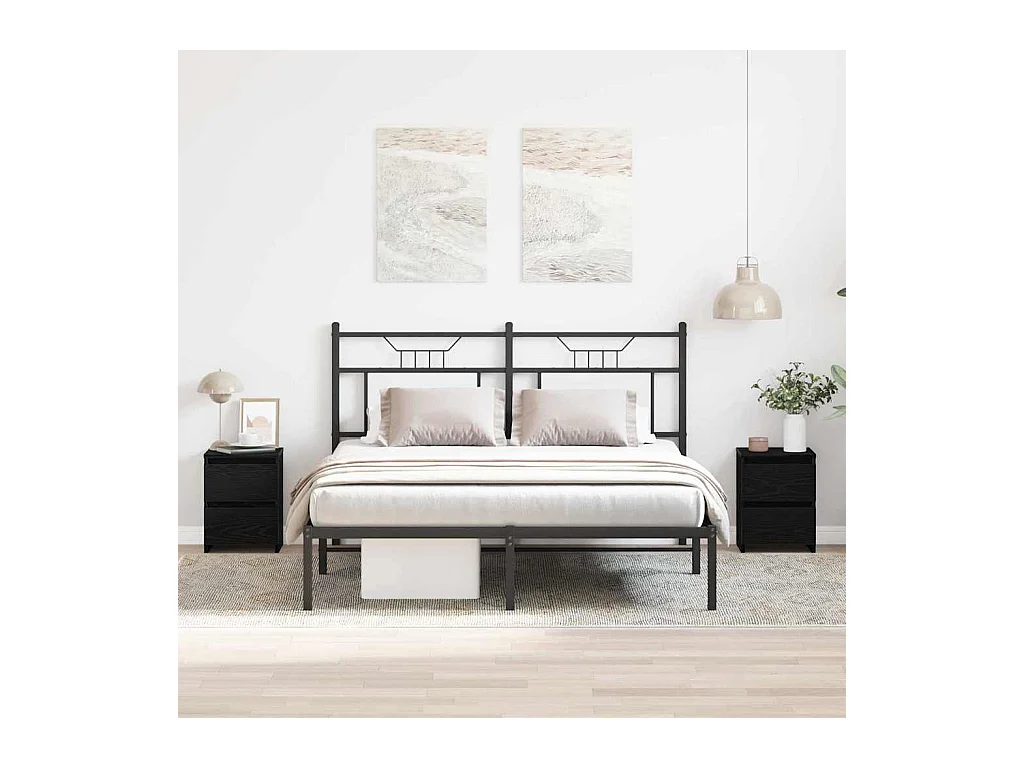 Mesita de Noche | Armario de Noche 2 uds con cajón Roble negro 30x30x40 cm