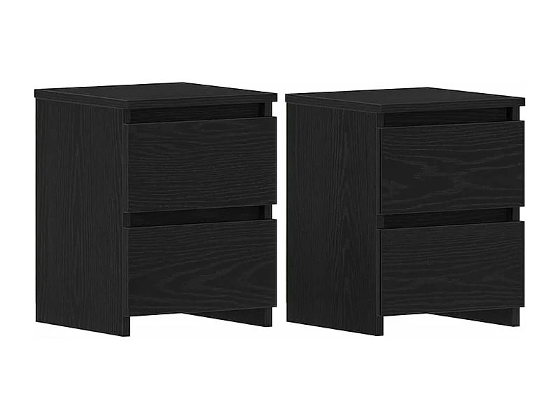 Nachtkastje Set van 2 | Bijzettafel Modern | Opbergkastje Zwart eiken 30 x 30 x 40 cm Bewerkt hout
