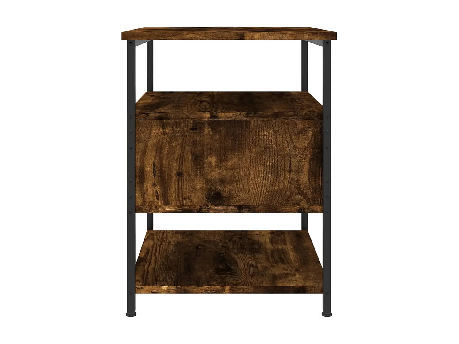 Nachttisch 2er Set-Beistelltisch-Nachttischkommode Räuchereiche 40x42x56 cm Holzwerkstoff SHL73993