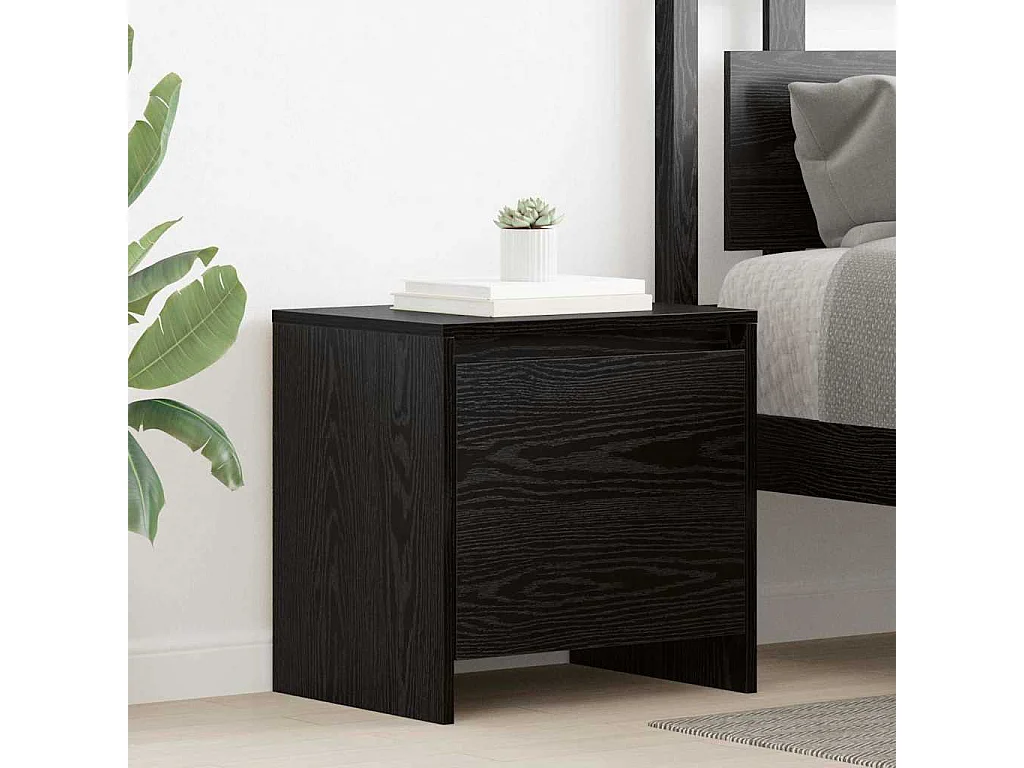 Nachttisch-Beistelltisch Schwarz Eichen-Optik 45 x 34 x 44,5 cm Holzwerkstoff SHL98845