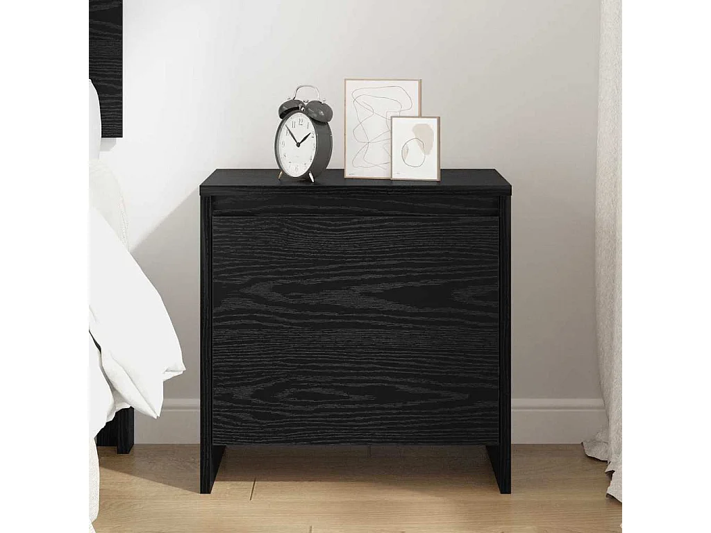 Nachttisch-Beistelltisch Schwarz Eichen-Optik 45 x 34 x 44,5 cm Holzwerkstoff SHL98845