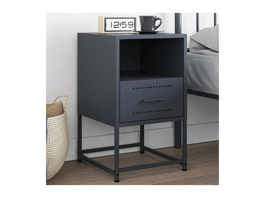 Table de chevet Étroite-Table d'appoint-Table de nuit anthracite 36x39x60,5 cm acier