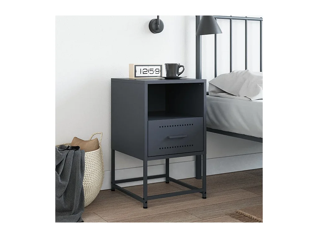 Table de chevet Étroite-Table d'appoint-Table de nuit anthracite 36x39x60,5 cm acier