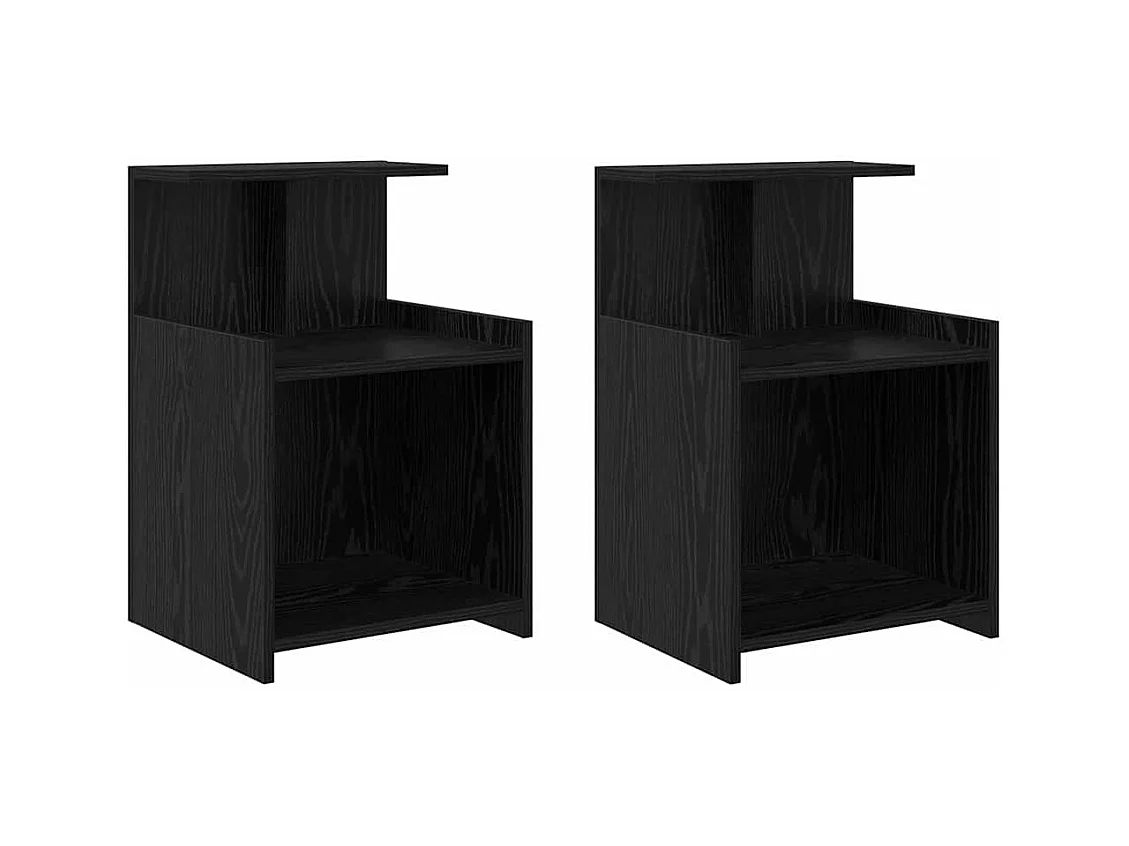 Mesita de Noche | Mesa auxiliar | Armario de Noche 2 uds. Roble negro 40x35x60 cm