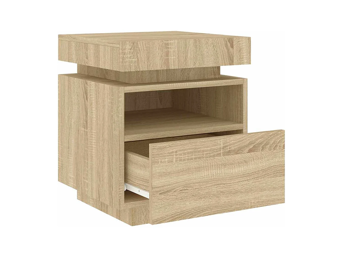 Pack 2 uds Mesitas de noche | Mesilla de noche con luces LED roble Sonoma 40x39x48,5 cm