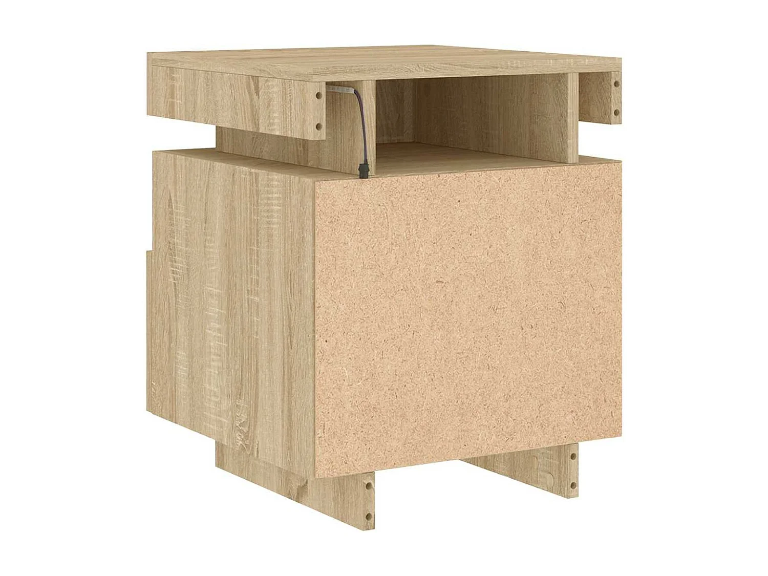 Pack 2 uds Mesitas de noche | Mesilla de noche con luces LED roble Sonoma 40x39x48,5 cm