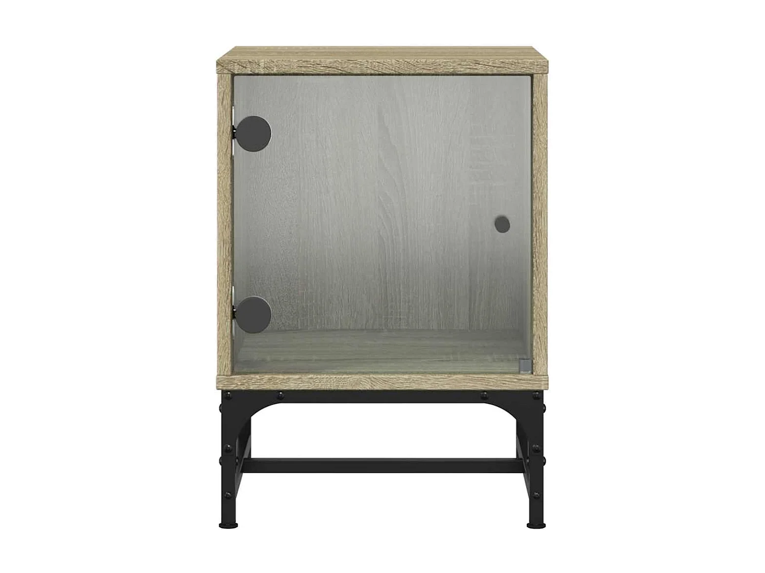 Mesitas de noche | Mesilla de noche con puertas vidrio 2 uds roble Sonoma 35x37x50 cm