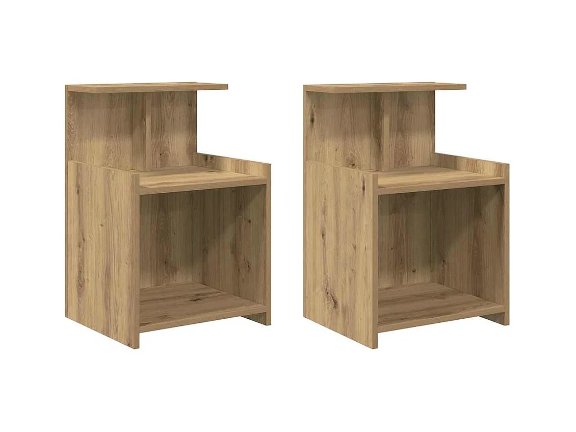 Mesita de Noche | Mesa auxiliar | Armario de Noche 2 uds. Roble artisan 40x35x60 cm