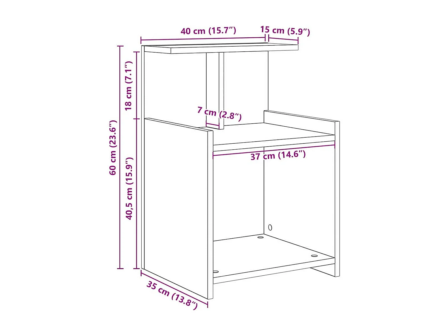 Nachttisch 2er Set-Beistelltisch Artisan-Eiche 40 x 35 x 60 cm Holzwerkstoff SHL14112
